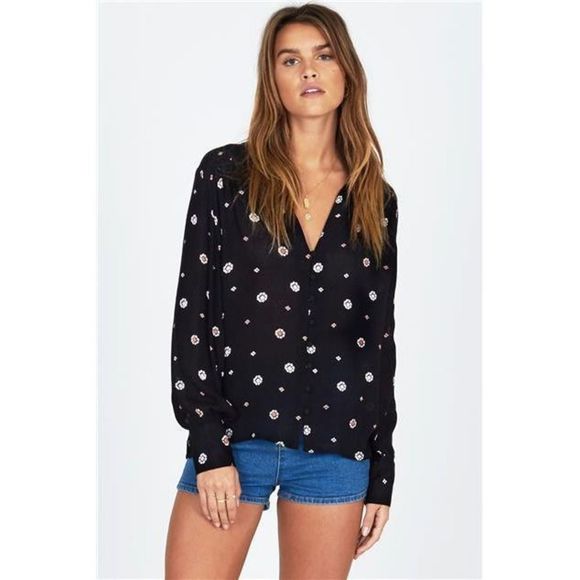 Amuse Society Woven Top Blouse Size Medium, Moonshine - Picture 1 of 10
